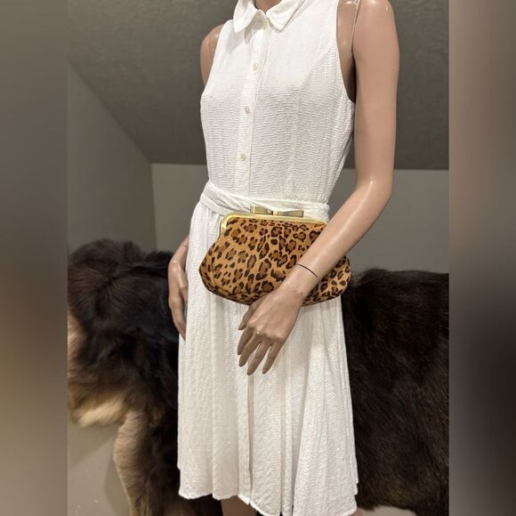 Genuine Hair On Cowhide Handmade Bowknot Shaped Kisslock Clutch Bag, Multi Use - Picture 4 of 12